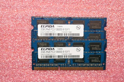 Elpida 4GB (2x2GB) DDR3 RAM Memory 2Rx8 PC3-10600S-9-10-F1 EBJ21UE8BFU0-DJ-F 