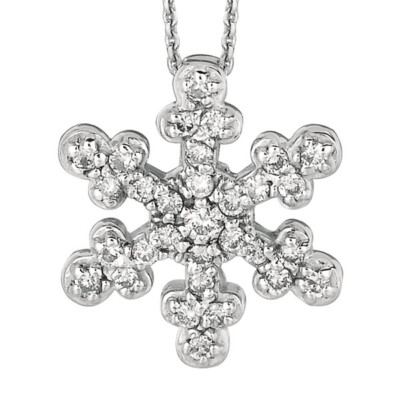 0,25 Karat natürlicher Diamant Schneeflocke Halskette 14K Weißgold G SI 18'''' Kette