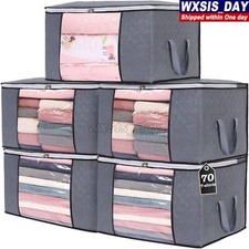3 Pcs Large Underbed Clothes Storage Bags Ziped Organizer Wardrobe Closet Boxes
