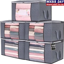 3 Pcs Large Underbed Clothes Storage Bags Ziped Organizer Wardrobe Closet Boxes