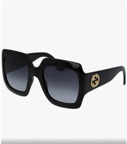 Gucci GG0053S Black / Grey Lens Square Women Oversized Sunglasses 100% UV