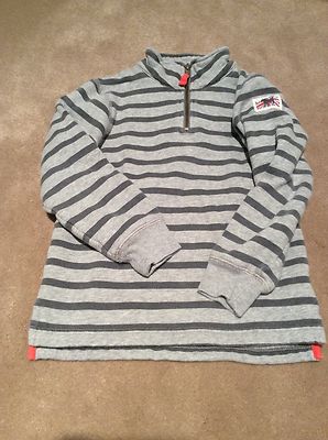 Mini Bowden Boys Size 6-7 Gray Striped 1/2 Zip Sweatshirt