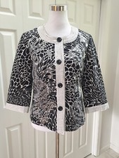 Chico's Black White Geometric Jacket Clear Sequins Chico s 1 M NWOT