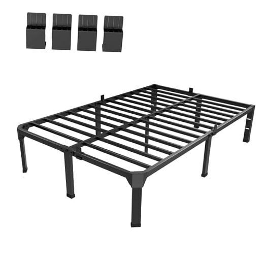 Queen Bed Frame with Mattress Slide Stopper, 14 Inch Metal Platform Bed Frame,