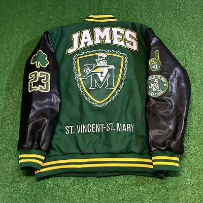 Lebron James Headgear Classics Irish Green Black High School Jacket Size  2XL