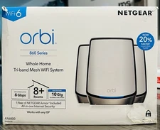NETGEAR Orbi Tri-Band WiFi 6 Router -RBR863S- AX6000 -6Gbps-8000FT- #3 Pack
