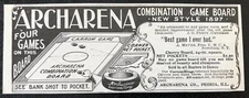 Antique 1897 ARCHARENA CO.Vtg Print Ad~Carrom Combination Game Board,Peoria Ill.