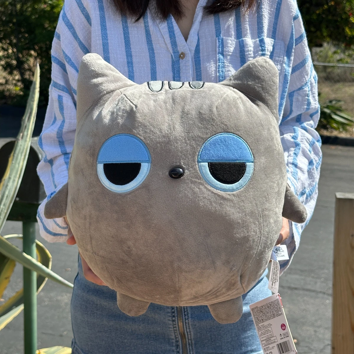 NWT Cute Big Eyes Gray Cat Round 1 Arcade Japanese Plush LARGE