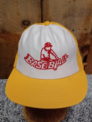 Vintage 70 s look BASEBALL Cap Snapback Yellow Mesh Hat - Red River Co.