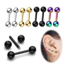Stainless Steel Stud Earrings for Women Men Round Ball Screw Back Ear Piercing