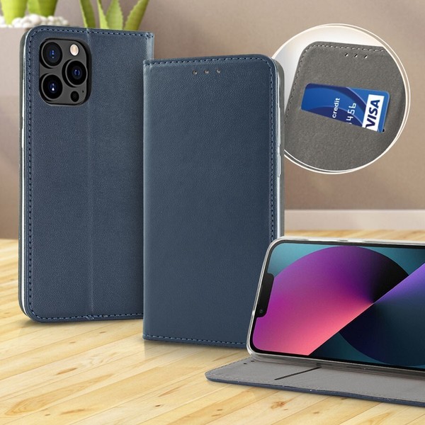 Book Cover Smart Magnetic Apple Iphone 13 & 14 Pro Max Blau Buch Tasche HüLle-image