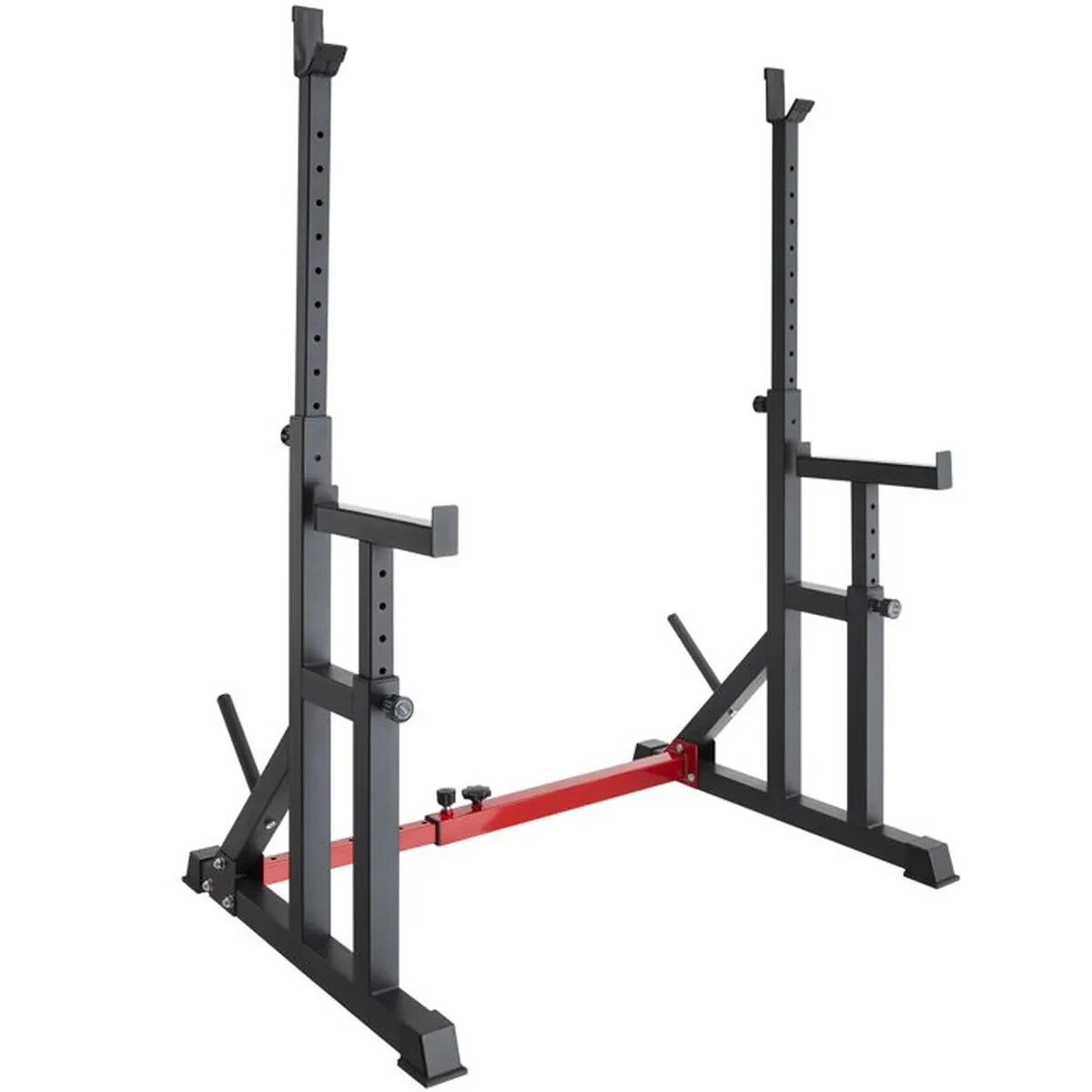 Support de squat en acier noir réglable pour entraînement de musculation à la maison