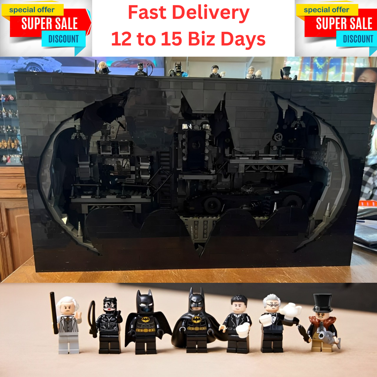 Bátmán DIY Bátcave*FAST Ship* Shadow Box 76252 DC Building blocks