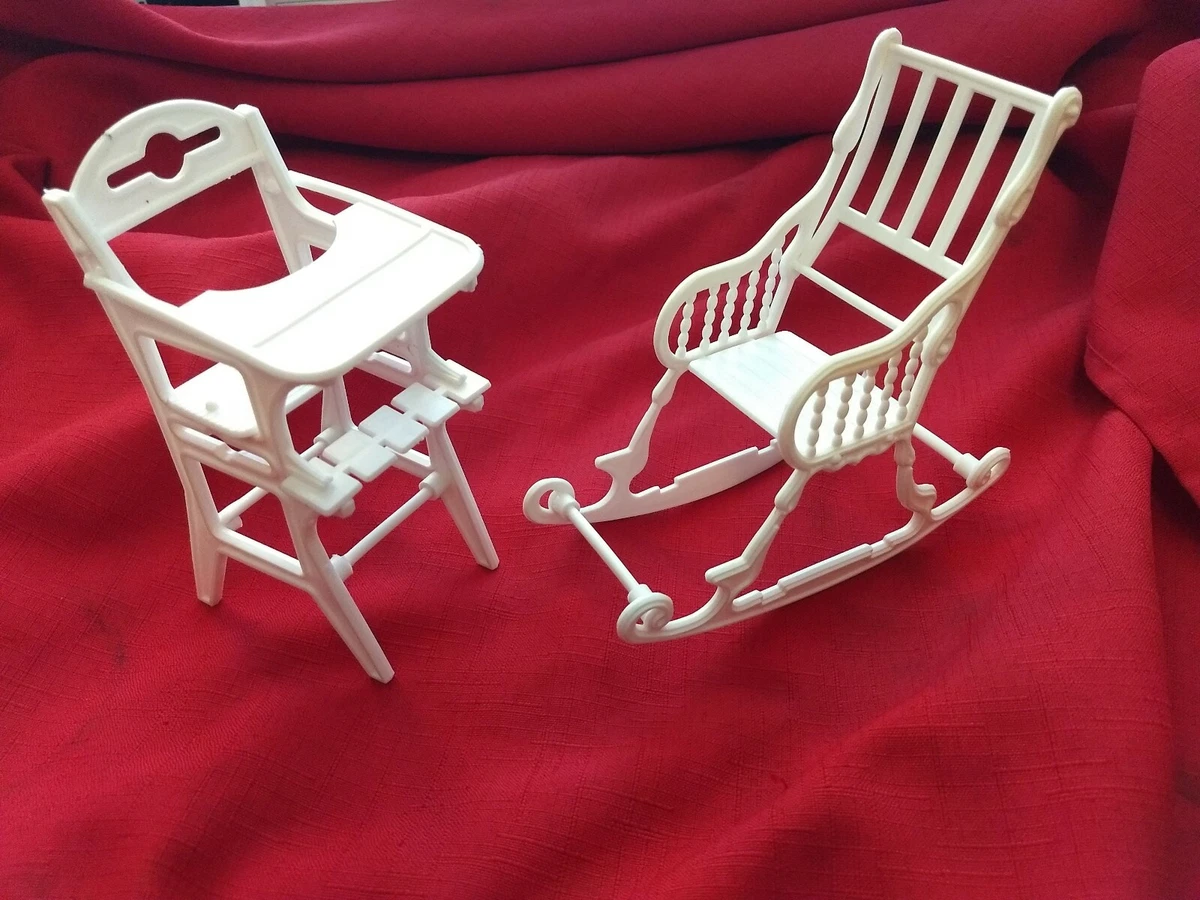 Vintage Soft Plastic Dollhouse Rocker and High Chair Large Size eBay