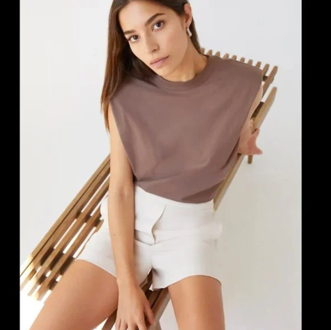 Babaton Aritiza Shoulder Pad Tank Mocha Brown Size Medium | eBay