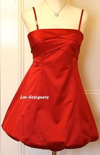 KAREN MILLEN Red Satin Straps Bubble Folded Back Detail Prom Dress Size 12 NEW
