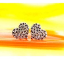 14K White Yellow Gold Heart Shape CZ Stud Earrings