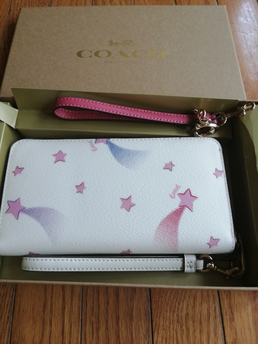 Coach Boxed Long Zip Around Wallet With Disco Star Print | eBay