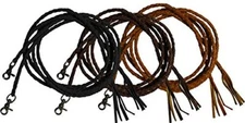 6 1/2' Leather Braided Western Split Reins w/ Scissor Snap Ends
