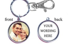 Personalized Photo Wedding Keychain Double-Sided 2 sides Gifts for Groom Dad