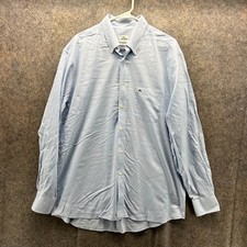 Lacoste Dress Shirt Men 45 Blue Cotton Long Sleeve Button Down Oxford Pocket