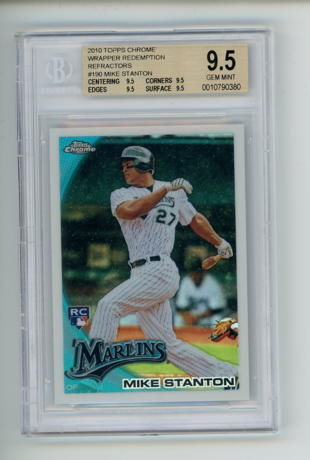 2010 Topps Chrome Giancarlo Mike Stanton #190 Rookie RC Refractor BGS 9.5