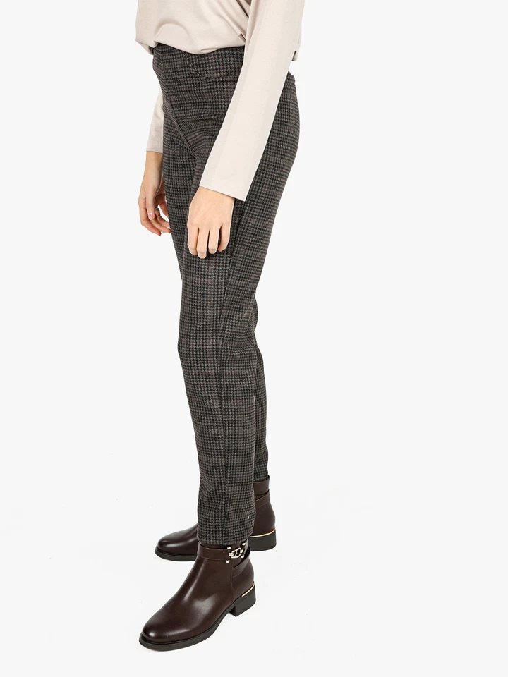 Gladys Leggings donna pied de poule con interno in pile - marrone - Immagine 3 di 4