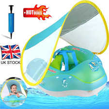 Inflatable Baby Kids Swimming Ring Baby Pool Float Safe Swim Trainer with Canopy