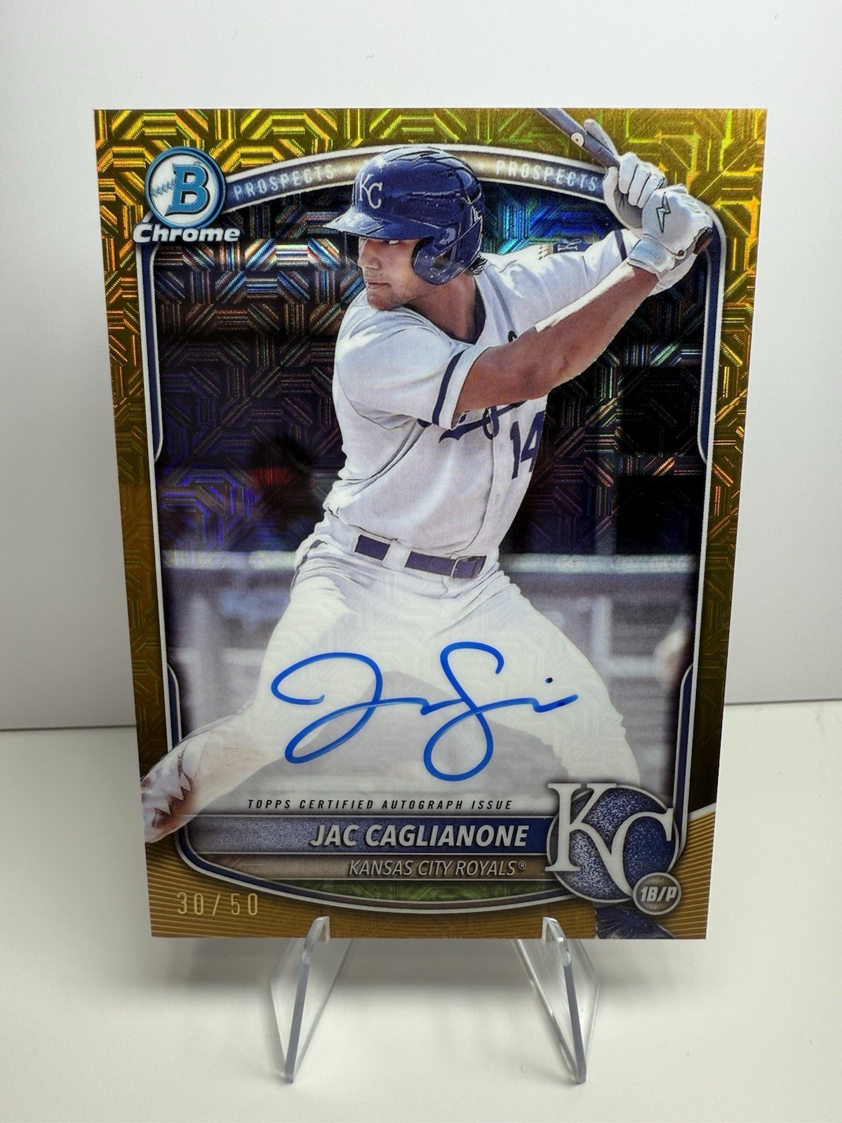 Jac Caglianone 2025 Bowman Chrome Gold Mojo /50 On Card Auto BMA-JC