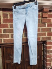 Wonder Nation Girls Skinny Jeans Light Blue Size 8 Denim Stretch Button Zip