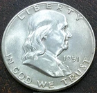 US 1951 Franklin Half Dollar  **