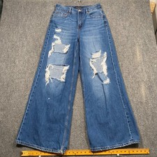 Aeropostale High Rise Super Wide Leg Distressed Jeans Womens 8 Reg