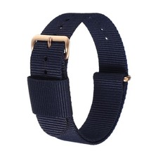 18mm Nylon Watch Bands Single Stripe Quick Release with Gold Pin Blue