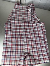 Vintage HealthTex Baby Plaid Red Blue Overall Romper Size 6