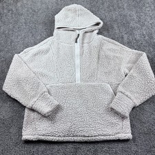 Prana Permafrost Half Zip Sherpa High Pile Hoodie Sweater Womens M Beige Cozy