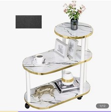 3-tier Coffee Table with Wheels, Living Room Sofa Side Table, Balcony Leisure