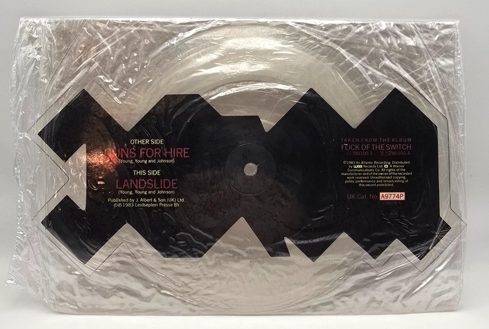 AC/DC Guns For Hire/Landslide UK '83 WEA Records A9774P Shaped Logo Picture Disc - Imagem 2 de 4