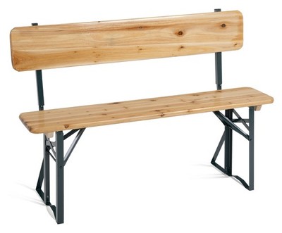 Klappbare Bierzeltbank mit Lehne und 119 cm Länge für Camping, Balkon und Garten