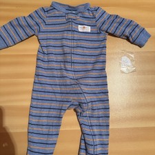 Carters Boys Footie Pajamas 9 Months Blue Striped Dinosaur Full Zip One Piece