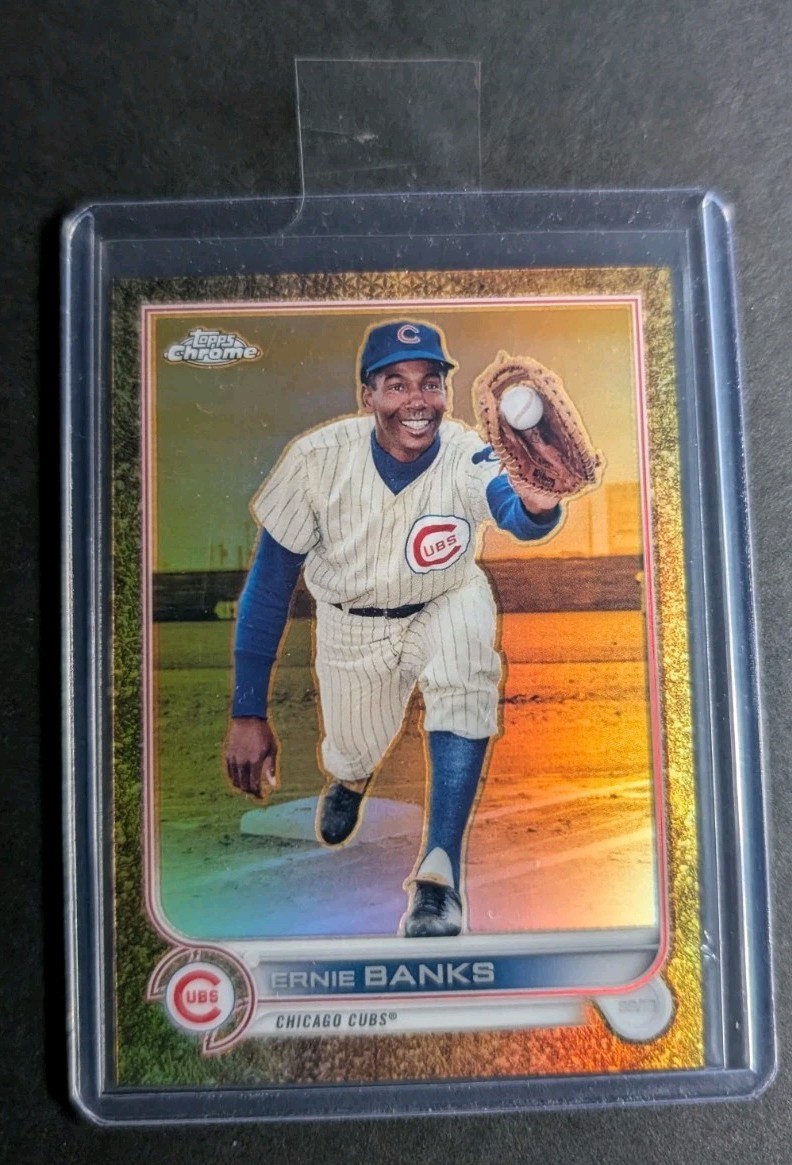 2022 Topps Chrome Gilded Gold Etch #8 Ernie Banks Chicago Cubs /99
