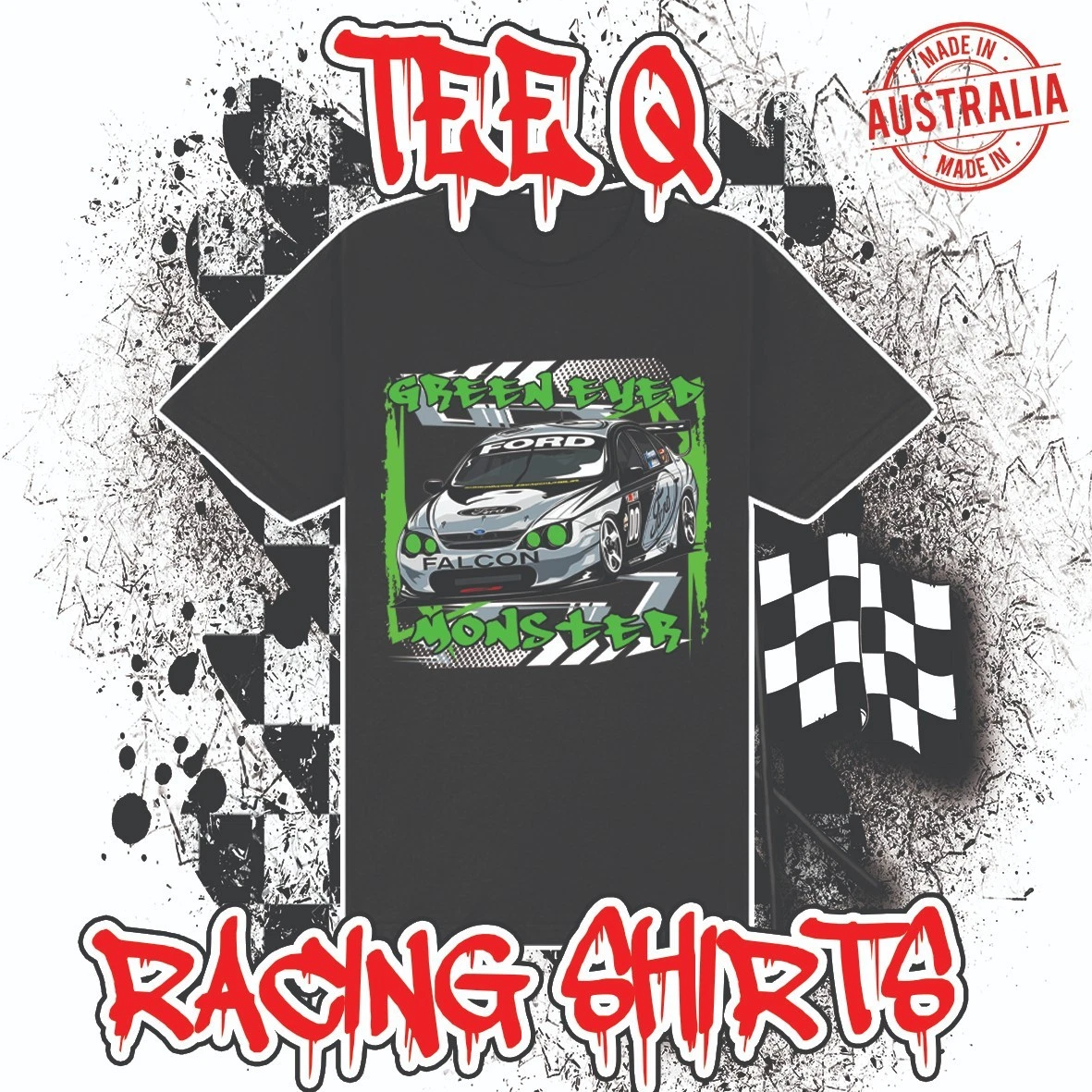 Ford Falcon AU Green Eyed Monster Craig Lowndes V8 ~ Premium Black Gildan Cotton