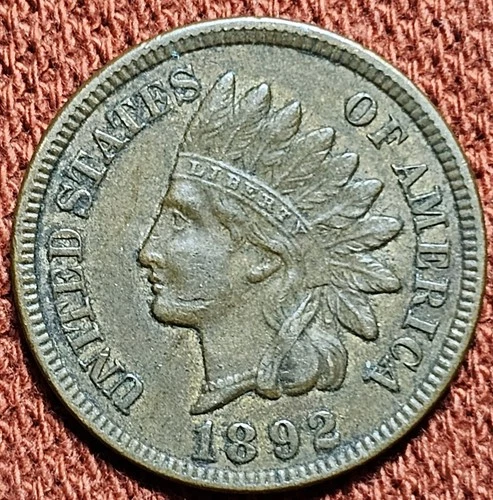 New Listing1892 Indian Head Cent 1C Copper Coin Nice XF/AU