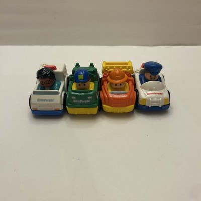 Fisher-Price Little People Wheelies Cop Construction Garbage Ambulance Lot