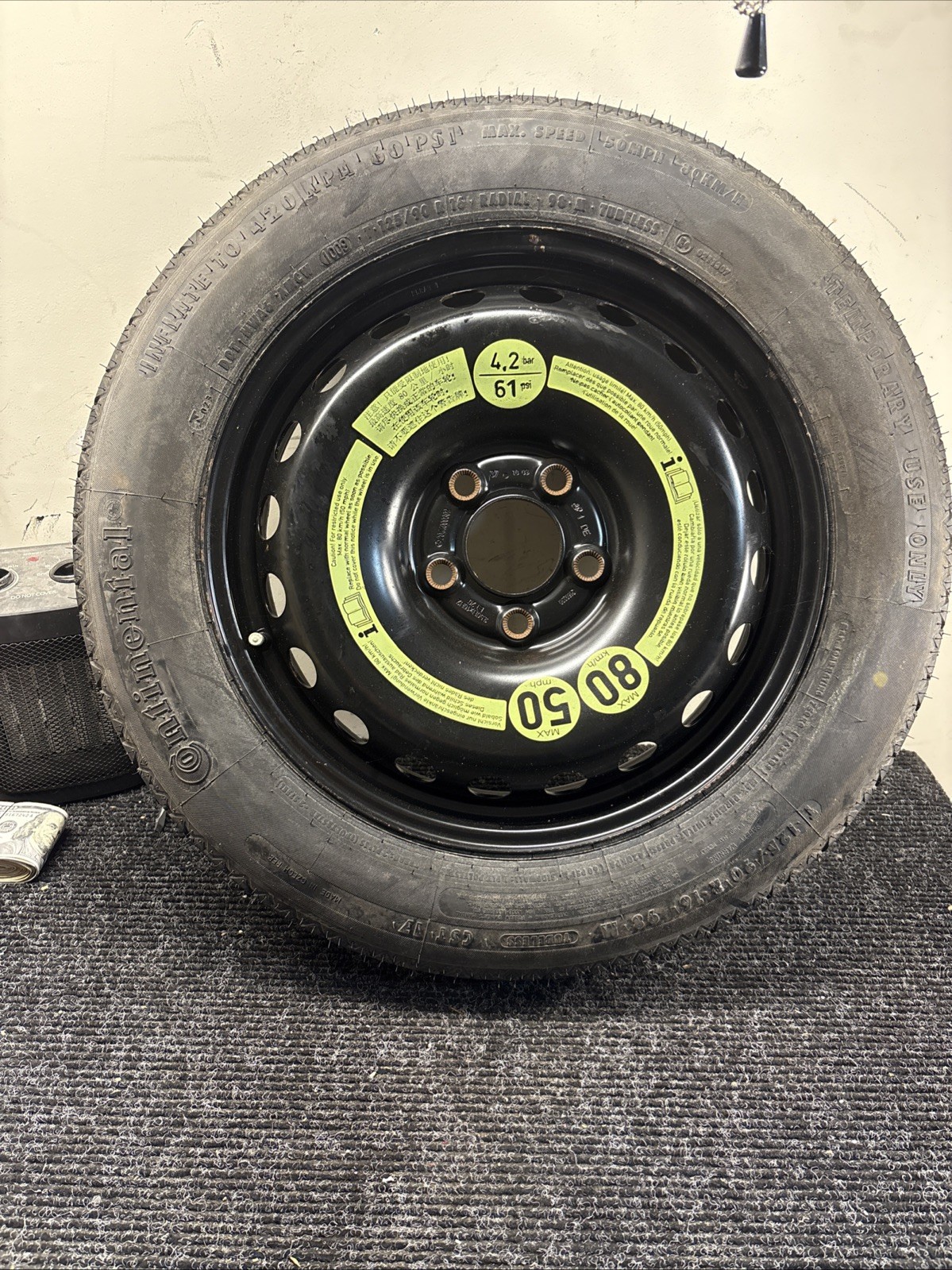 2008-14 MERCEDES W204 C250 C300 EMERGENCY SPARE TIRE COMPACT DONUT 125/90R16 OEM
