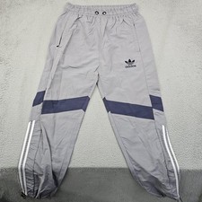 Vintage Adidas Originals Pants Mens 2XL Gray Track Joggers Trefoil 3 Stripe