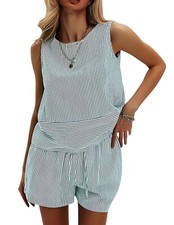 Damen Sommer 2-teiliges Outfit, ärmelloses Tanktop und passende Shorts, ges1504