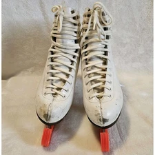Vtg Riedell Red Wing 220 Ice Skates Women's Size 5.5 & Sheffield Steel MK Blades