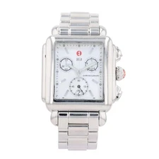 Michele Deco White Mother of Pearl Dial Quartz Stainless Steel Women's Watch