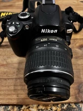 Nikon D60 Digital SLR Camera Black DX 18 55mm f/3.5-5.6G ED II TESTED WORK GREAT