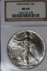 1994 NGC MS69 AMERICAN SILVER EAGLE #B51901 — photo 1